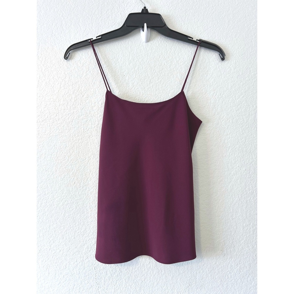 Theory Minimalist Urban Crepe Camisole Top‎ Plum Burgundy Spaghetti Strap SZ P